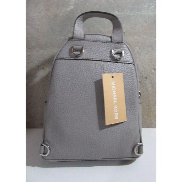 Michael Kors Abbey XS X-Small Pebbled Leather Studded Backpack Pearl Grey NWT - Picture 2 of 8